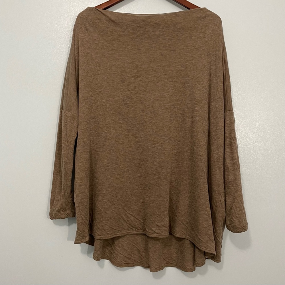 Bryn Walker Brown Boat Neck Long Sleeve Lyocell Top Size Medium